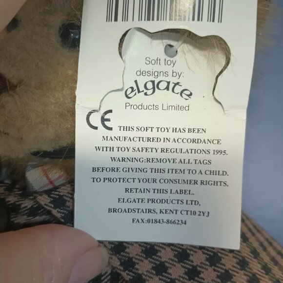 RARE Sherlock Holmes Teddy Bear Cuggly Wugglies Hangtag Elgate English Bear Co - Picture 3 of 9